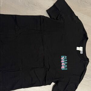 H&M Black Graphic Tee with Miami Vice Design